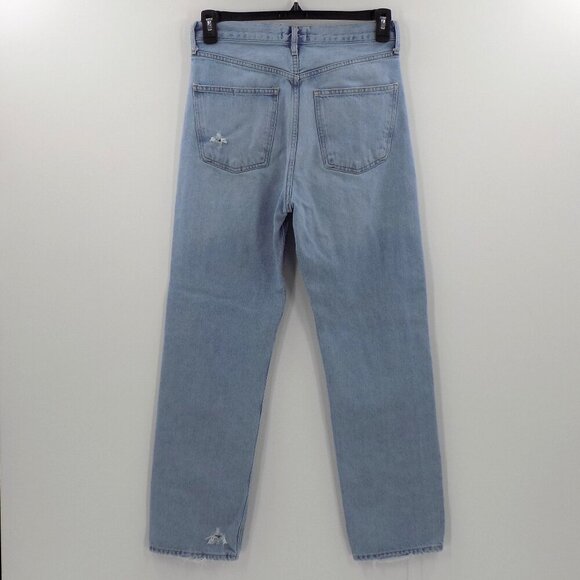 AGOLDE Jeans Size 26 High Rise Distressed 100% Organic Cotton Chambray Blue - Picture 2 of 6